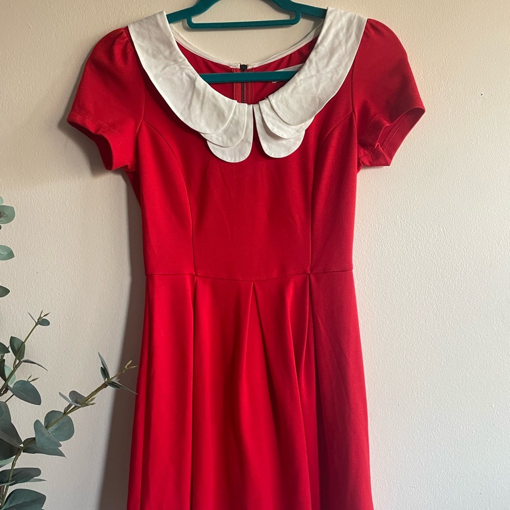 Red Dress with Sweet Peter Pan Collar